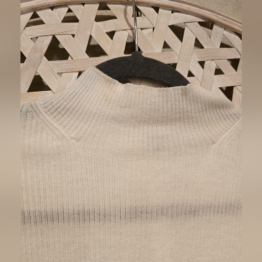 NWT Madewell Ribbed Merino Wool Mockneck Sweater Tee ivory xs $75 *flaw* - Picture 8 of 14